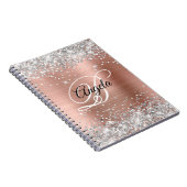 Silver Glitter Roos Gold Metallic Fancy Monogram Notitieboek (Rechterzijde)