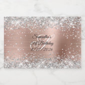 Silver Glitter Roos Gold Monogram 21e verjaardag Likeurfles Etiket (Enkel label)