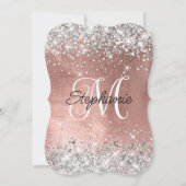 Silver Glitter Roos Gold Monogram 40e verjaardag Kaart (Achterkant)