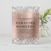 Silver Glitter Roos Gold Ombre Folie Afstuderen Aankondiging (Staand voorkant)