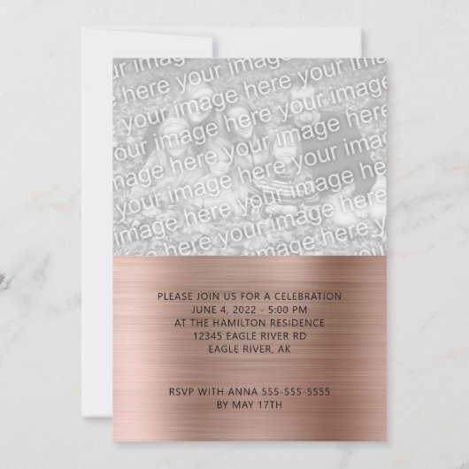 Silver Glitter Roos Gold Ombre Folie Afstuderen Aankondiging (Achterkant)