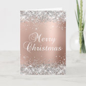 Silver Glitter Roos Gold Ombre Merry Kerstry Kaart (Voorkant)