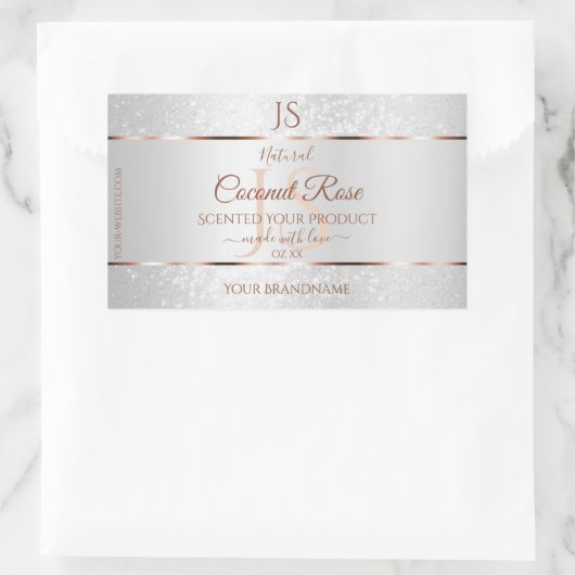 Silver Glitter Roos Gold Product Labels Initialen (Tas)