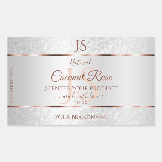 Silver Glitter Roos Gold Product Labels Initialen (Voorkant)