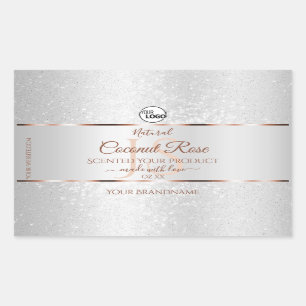 Silver Glitter Roos Gold Product Labels met Logo