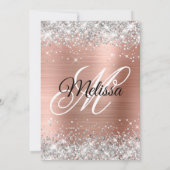 Silver Glitter Roos Gold Sweet 16 Fancy Monogram Kaart (Achterkant)