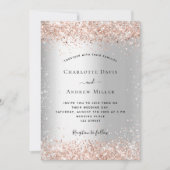Silver glitter roos gouden formele bruiloft kaart (Voorkant)