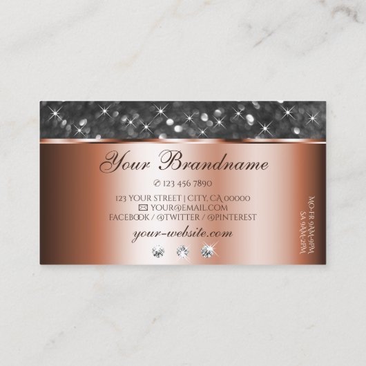 Silver Glitter Roos Gouden Sparkle Diamonds Glitte Visitekaartje (Achterkant)
