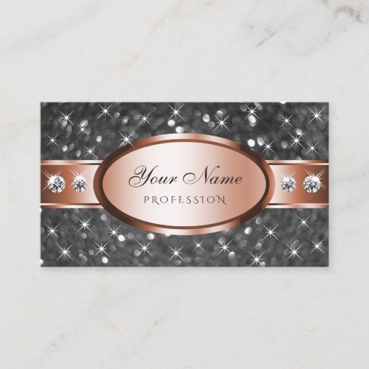 Silver Glitter Roos Gouden Sparkle Diamonds Glitte Visitekaartje (Voorkant)