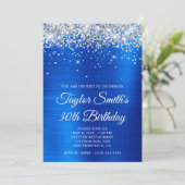 Silver Glitter Royal Blue 30e verjaardag Kaart (Staand voorkant)