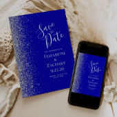 Silver Glitter Royal Blue Bewaar de datum Aankondiging