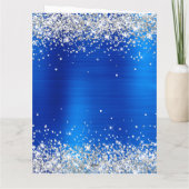 Silver Glitter Royal Blue Big Happy Birthday Kaart (Achterkant)