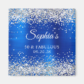 Silver Glitter Royal Blue Foil 50 & Fabulous Magneet (Voorkant)