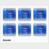 Silver Glitter Royal Blue Foil 50 & Fabulous Vierkante Sticker (Vel)