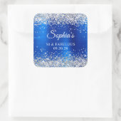 Silver Glitter Royal Blue Foil 50 & Fabulous Vierkante Sticker (Tas)