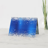 Silver Glitter Royal Blue Foil Family Photo Kaart (Achterkant)