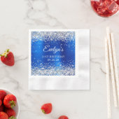 Silver Glitter Royal Blue Folie 21e verjaardag Servet (Insitu)