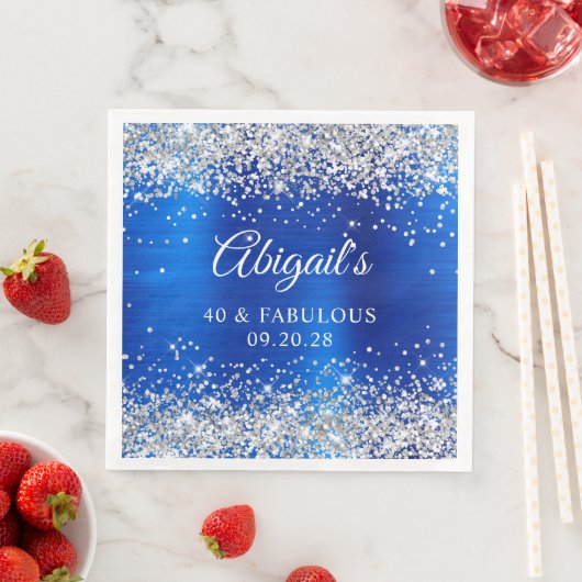 Silver Glitter Royal Blue Folie 40 & Fantastisch Servet (Insitu)