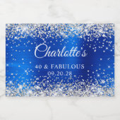 Silver Glitter Royal Blue Folie 40 & Fantastisch Sparkling Wijnetiket (Enkel label)