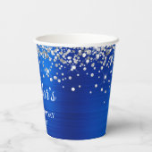 Silver Glitter Royal Blue Folie 40e verjaardag Papieren Bekers (Achterkant)