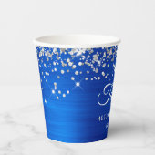 Silver Glitter Royal Blue Folie 40e verjaardag Papieren Bekers (Voorkant)