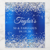 Silver Glitter Royal Blue Folie 50 & Fantastisch Wijn Etiket (Enkel label)