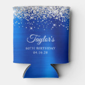 Silver Glitter Royal Blue Folie 60e verjaardag Blikjeskoeler (Voorkant)