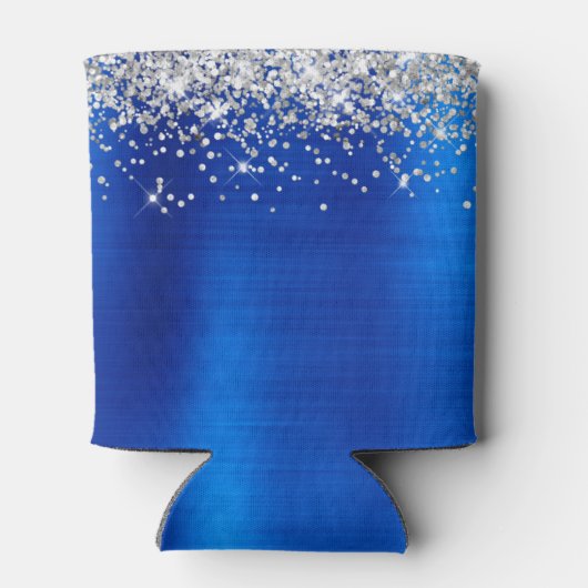 Silver Glitter Royal Blue Folie 60e verjaardag Blikjeskoeler (Achterkant)