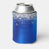 Silver Glitter Royal Blue Folie 60e verjaardag Blikjeskoeler (Blikje Achterkant)