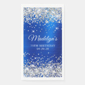 Silver Glitter Royal Blue Folie 75e verjaardag Servet (Voorkant)