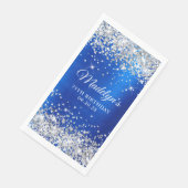 Silver Glitter Royal Blue Folie 75e verjaardag Servet (Hoek)
