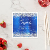 Silver Glitter Royal Blue Folie Afstuderen Servet (Insitu)