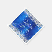 Silver Glitter Royal Blue Folie Afstuderen Servet (Hoek)