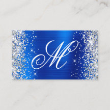 Silver Glitter Royal Blue Folie Fancy Monogramed