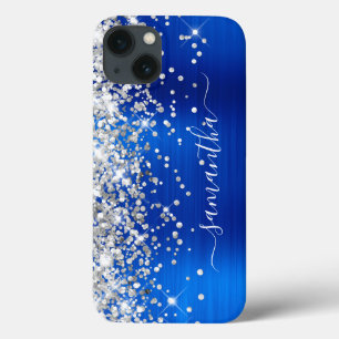Silver Glitter Royal Blue Folie Girly Signature Case-Mate iPhone Case