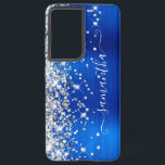 Silver Glitter Royal Blue Folie Girly Signature Samsung Galaxy Hoesje<br><div class="desc">Meisjes met gladde zilveren glans op de linkerrand, voorzien van een royal blue brsappable metal folie digitaal kunstontwerp. De hedendaagse handtekening kenmerkt een elegant wit calligrafiedoopvont met decoratieve staarten in een verticaal formaat. Pas de doopvontstijlen aan of verplaats de glinsterende grafiek aan creëer uw eigen telefoontoestel. De extra sparkles, glitter...</div>
