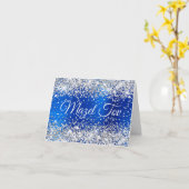 Silver Glitter Royal Blue Folie Mazel Tov Kaart (Gele Bloem)