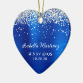 Silver Glitter Royal Blue Folie Mis XV Anos Foto Keramisch Ornament (Links)