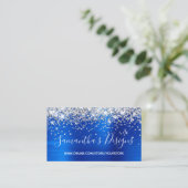 Silver Glitter Royal Blue Folie Online Store Visitekaartje (Staand voorkant)
