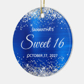 Silver Glitter Royal Blue Folie Sweet 16 Birthday Keramisch Ornament (Links)