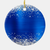 Silver Glitter Royal Blue Folie Sweet 16 Birthday Keramisch Ornament (Achterkant)