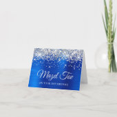 Silver Glitter Royal Blue Mazel Tov Bat Mitzvah Kaart (Voorkant)