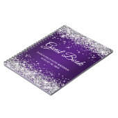 Silver Glitter Royal Paars 80th Bday Guestbook Notitieboek (Linkerzijde)