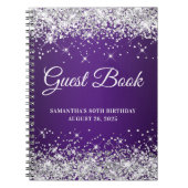 Silver Glitter Royal Paars 80th Bday Guestbook Notitieboek (Voorkant)