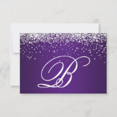 Silver Glitter Royal Paars Ombre 50th Birthday Save The Date (Achterkant)