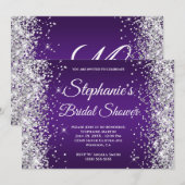 Silver Glitter Royal Paars Ombre Fancy Monogram Kaart (Voorkant / Achterkant)