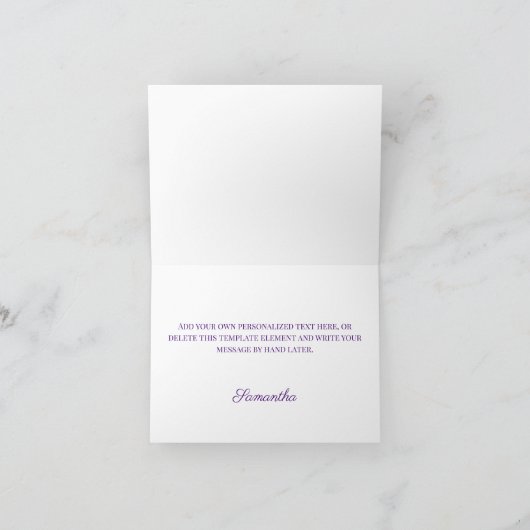 Silver Glitter Royal Paars Ombre Overlay Bedankkaart (Binnen)