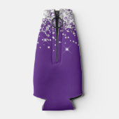 Silver Glitter Royal Paarse 21e verjaardag Flesjeskoeler (Achterkant)