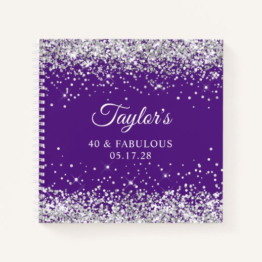 Silver Glitter Royal Paarse 40 & Fantastische Gast Notitieboek (Voorkant)