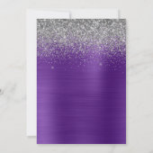 Silver Glitter Royal Paarse Folie Quinceañera Kaart (Achterkant)